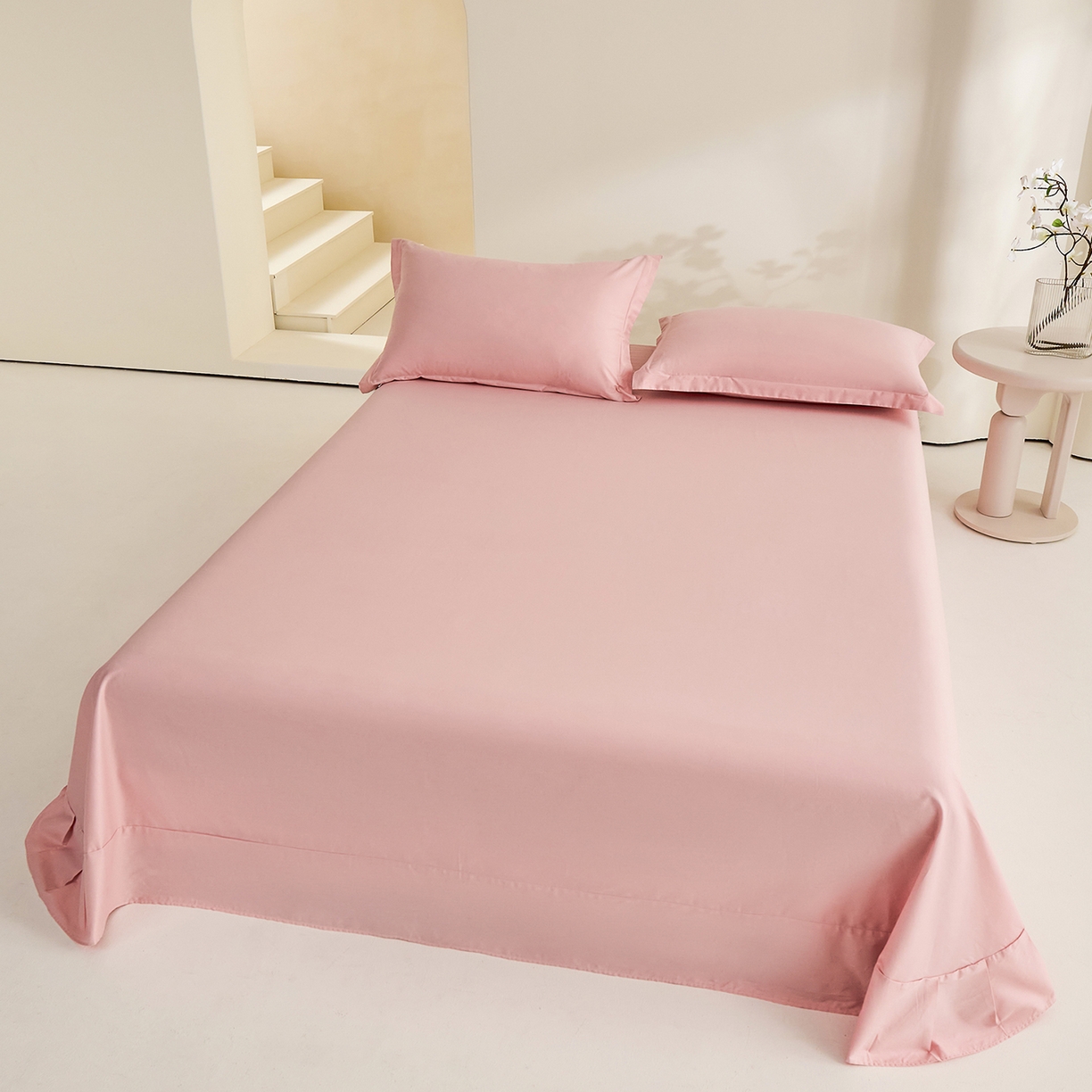 91家纺网 家纺一手货源 找家纺 元元家居（元元被业） 2026新款全棉纯棉13372套件及单品【纯色款】-单床单床单单件 果粉