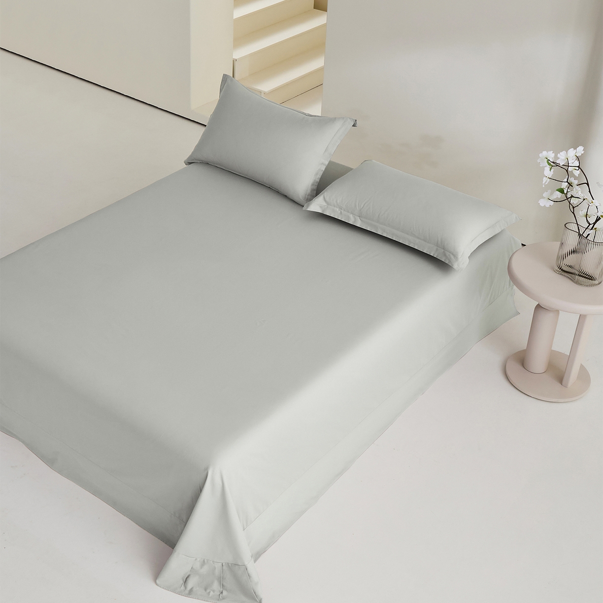 91家纺网 家纺一手货源 找家纺 元元家居（元元被业） 2026新款全棉纯棉13372套件及单品【纯色款】-单床单床单单件 雅灰