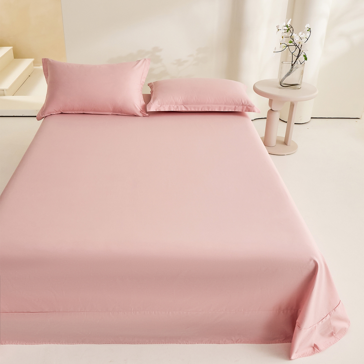 91家纺网 家纺一手货源 找家纺 元元家居（元元被业） 2026新款全棉纯棉13372套件及单品【纯色款】-单床单床单单件 果粉