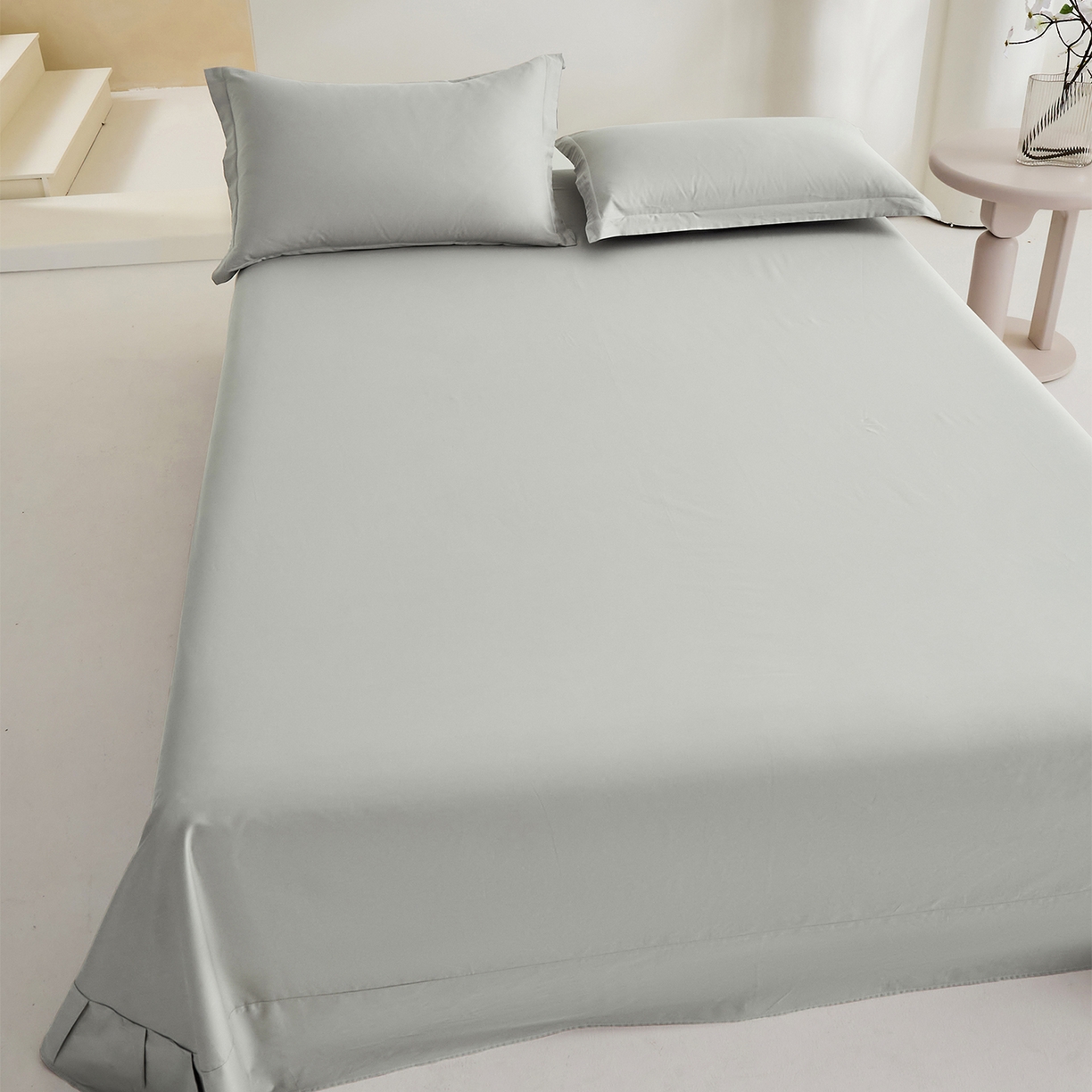 91家纺网 家纺一手货源 找家纺 元元家居（元元被业） 2026新款全棉纯棉13372套件及单品【纯色款】-单床单床单单件 雅灰