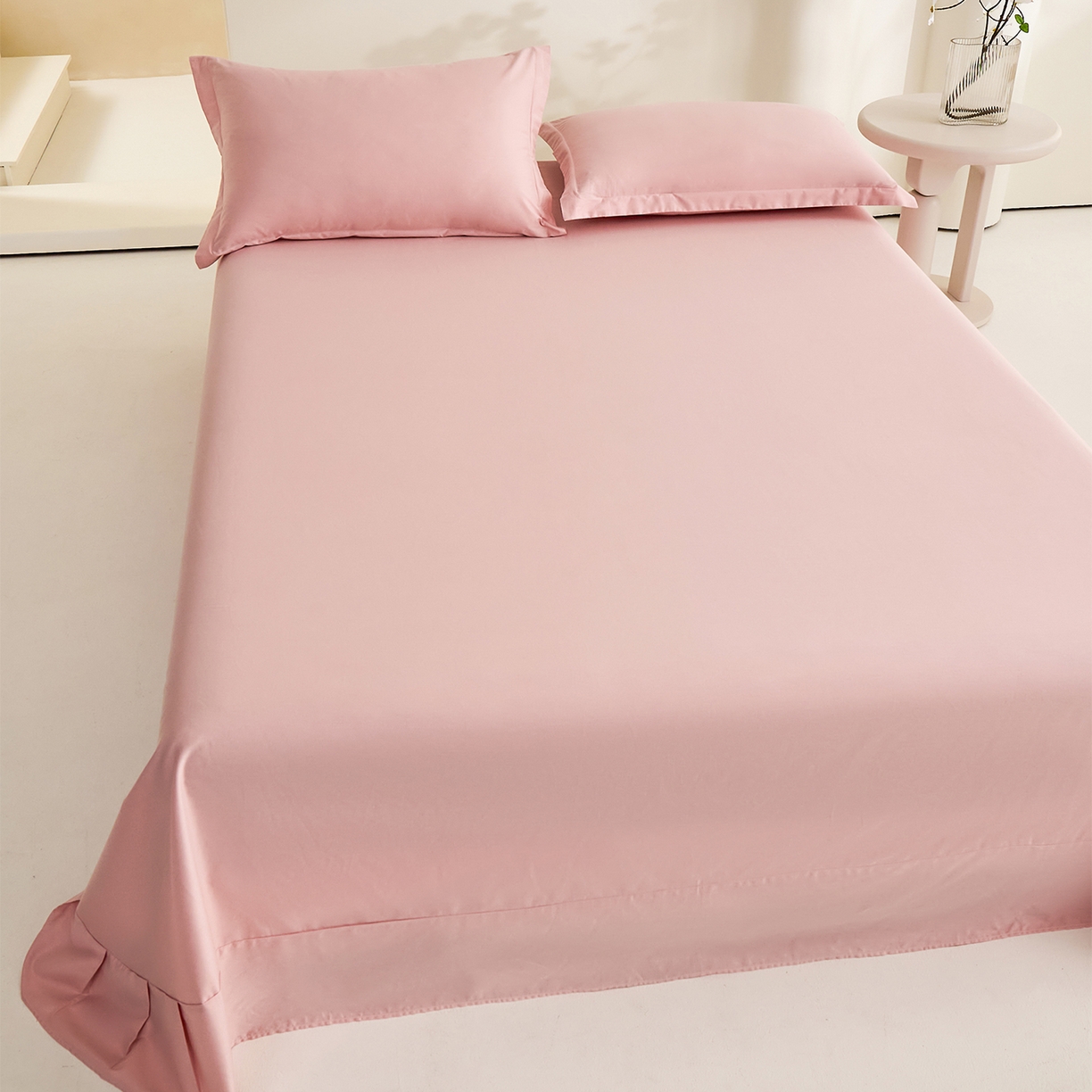 91家纺网 家纺一手货源 找家纺 元元家居（元元被业） 2026新款全棉纯棉13372套件及单品【纯色款】-单床单床单单件 果粉