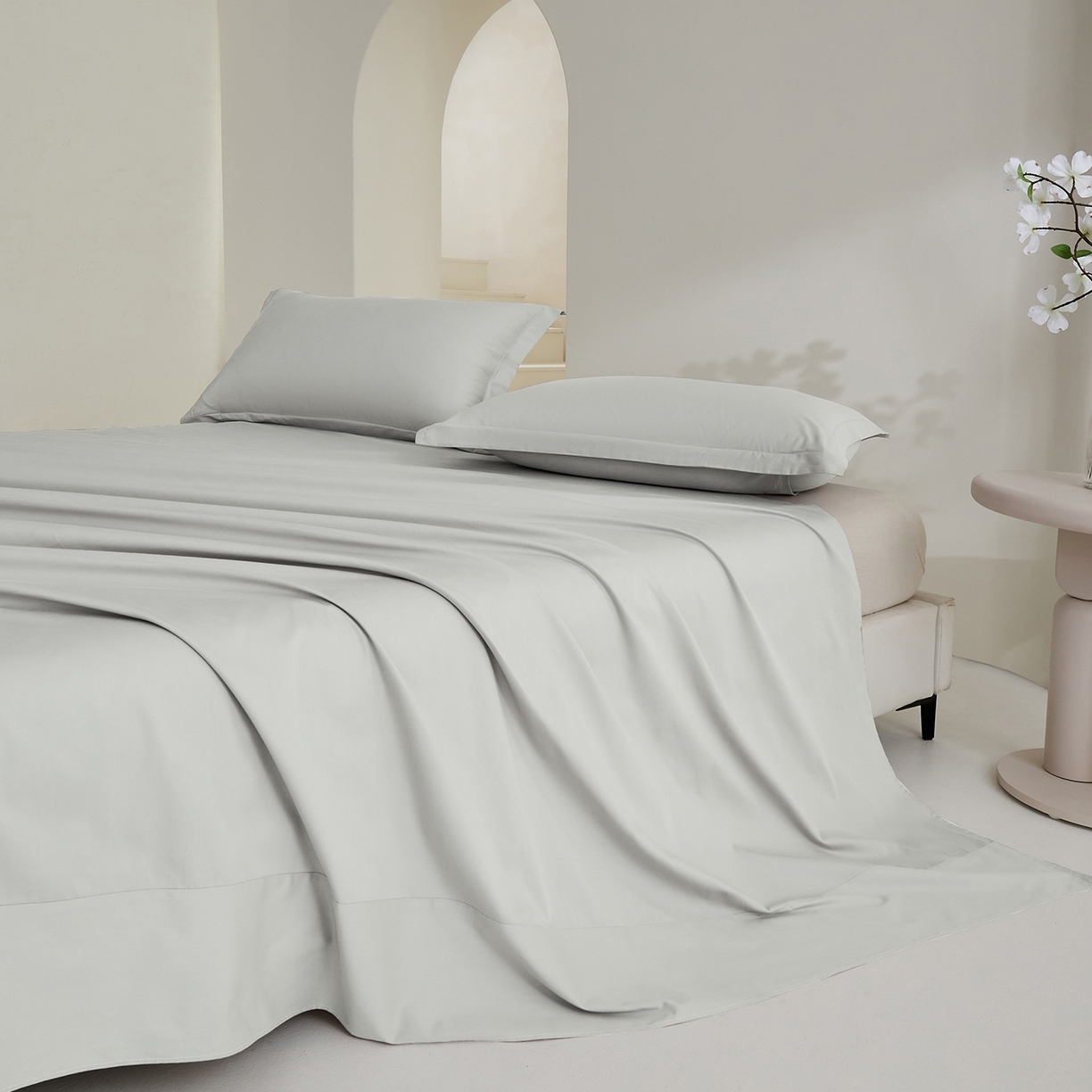 91家纺网 家纺一手货源 找家纺 元元家居（元元被业） 2026新款全棉纯棉13372套件及单品【纯色款】-单床单床单单件 雅灰