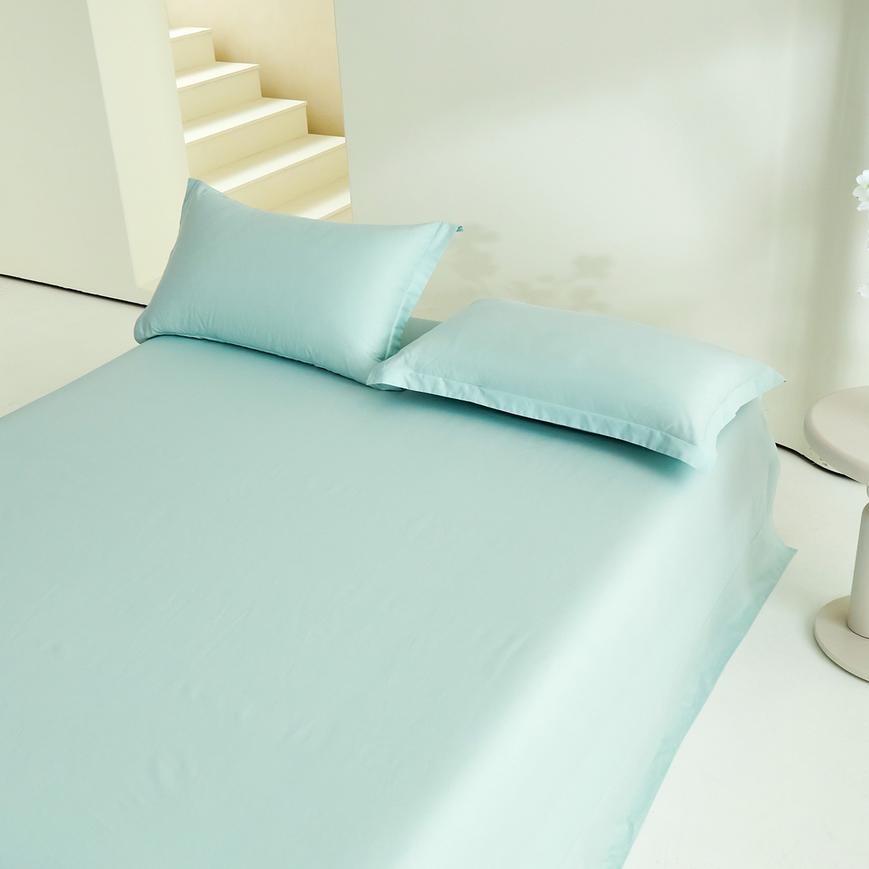 91家纺网 家纺一手货源 找家纺 元元家居（元元被业） 2026新款全棉纯棉13372套件及单品【纯色款】-单床单床单单件 天梦蓝