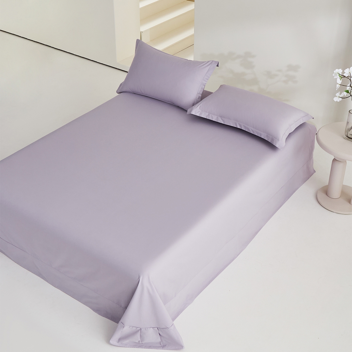 91家纺网 家纺一手货源 找家纺 元元家居（元元被业） 2026新款全棉纯棉13372套件及单品【纯色款】-单床单床单单件 罗兰紫