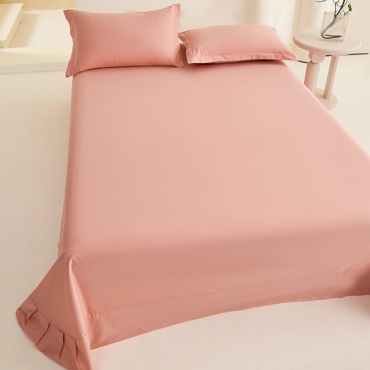 91家纺网 家纺一手货源 找家纺 元元家居（元元被业） 2026新款全棉纯棉13372套件及单品【纯色款】-单床单床单单件 炫彩粉