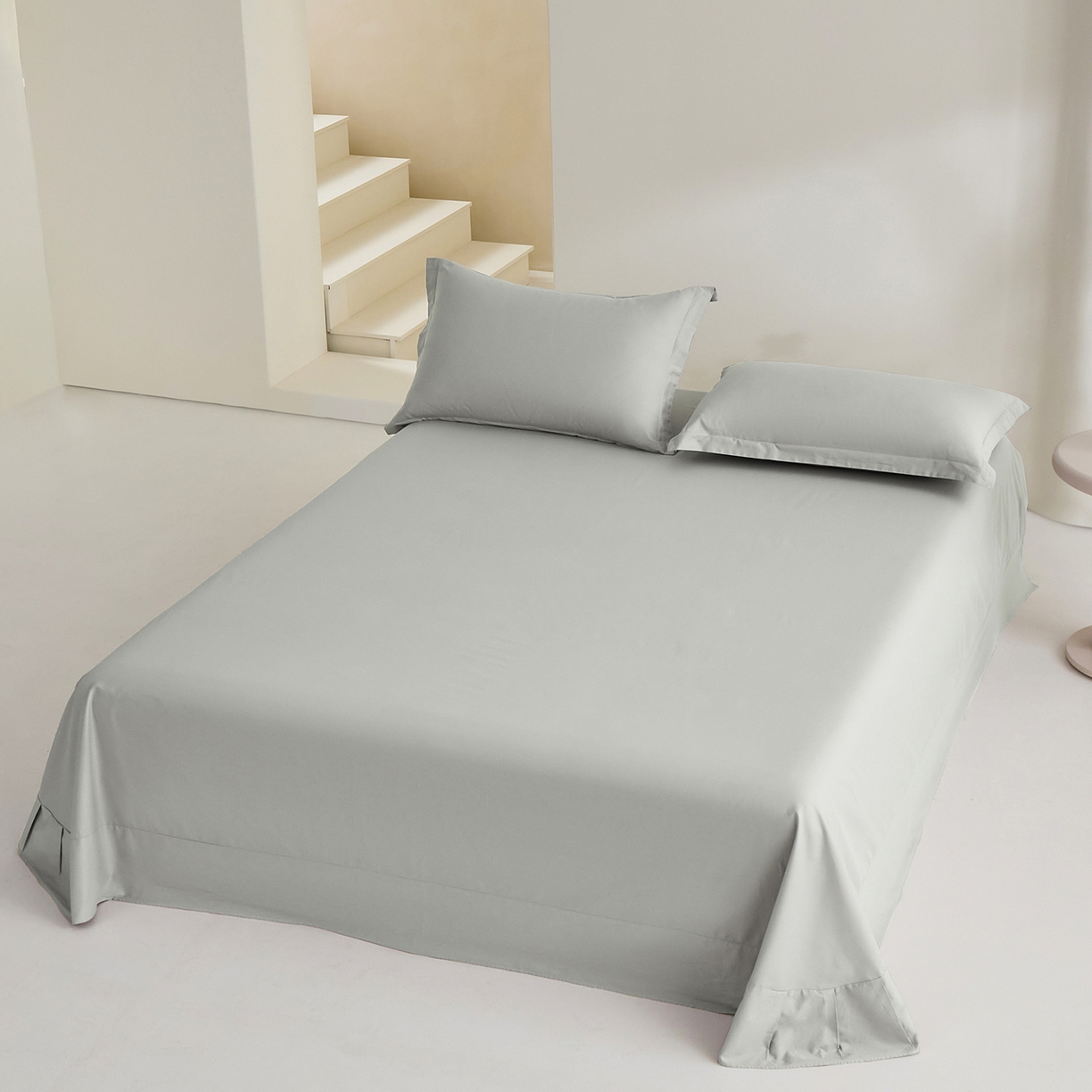 91家纺网 家纺一手货源 找家纺 元元家居（元元被业） 2026新款全棉纯棉13372套件及单品【纯色款】-单床单床单单件 雅灰