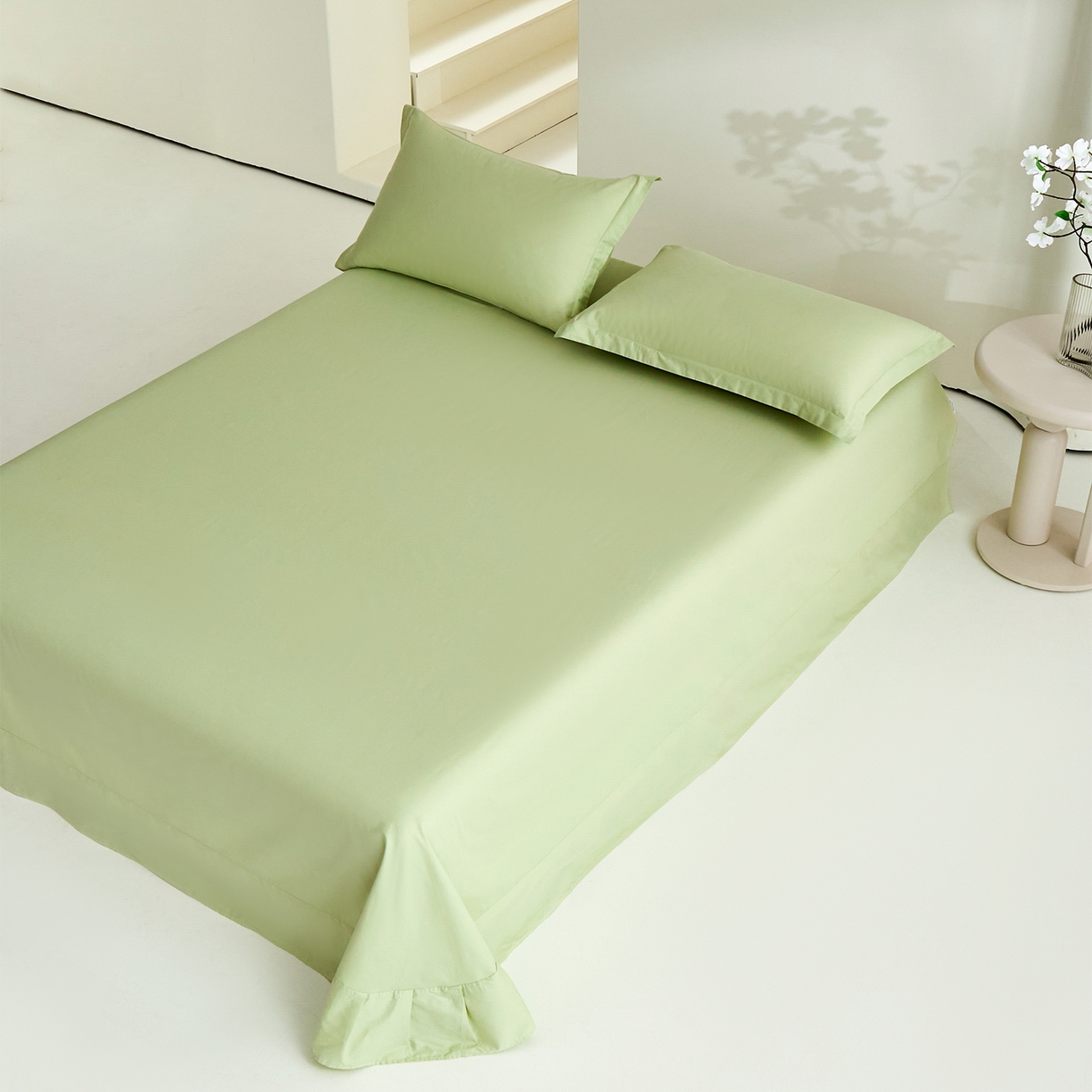 91家纺网 家纺一手货源 找家纺 元元家居（元元被业） 2026新款全棉纯棉13372套件及单品【纯色款】-单床单床单单件 麦田绿