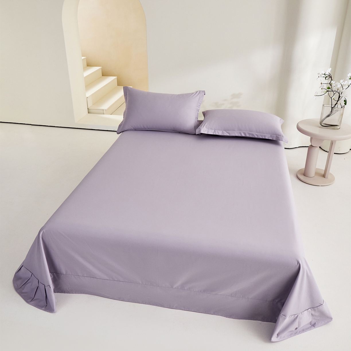 91家纺网 家纺一手货源 找家纺 元元家居（元元被业） 2026新款全棉纯棉13372套件及单品【纯色款】-单床单床单单件 罗兰紫