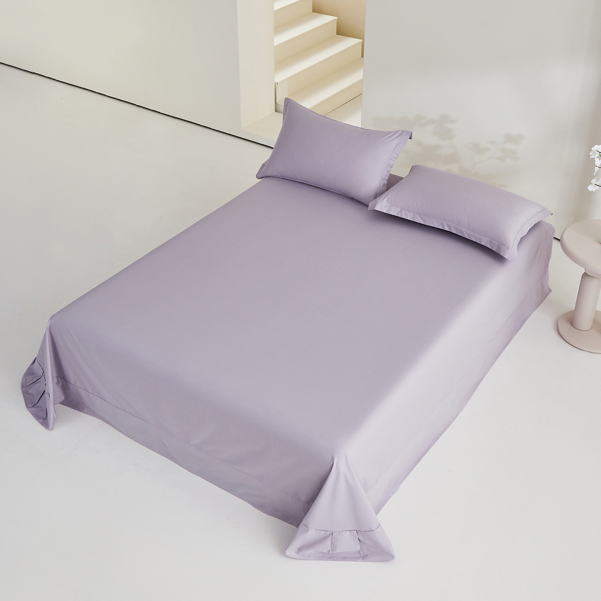 91家纺网 家纺一手货源 找家纺 元元家居（元元被业） 2026新款全棉纯棉13372套件及单品【纯色款】-单床单床单单件 罗兰紫