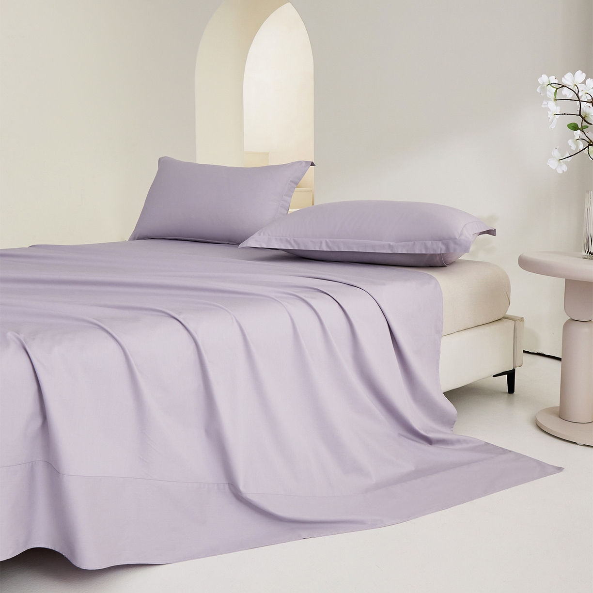 91家纺网 家纺一手货源 找家纺 元元家居（元元被业） 2026新款全棉纯棉13372套件及单品【纯色款】-单床单床单单件 罗兰紫