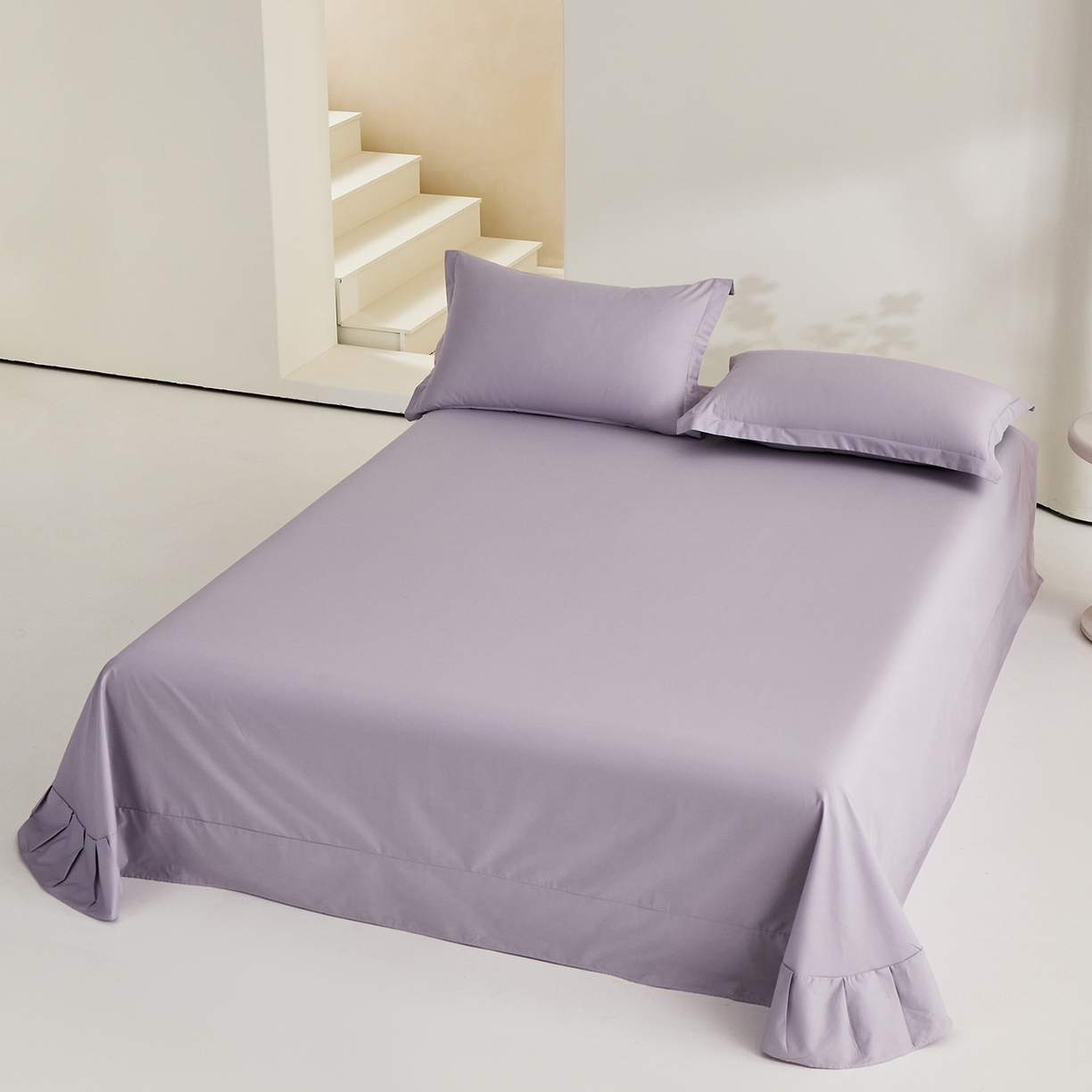 91家纺网 家纺一手货源 找家纺 元元家居（元元被业） 2026新款全棉纯棉13372套件及单品【纯色款】-单床单床单单件 罗兰紫