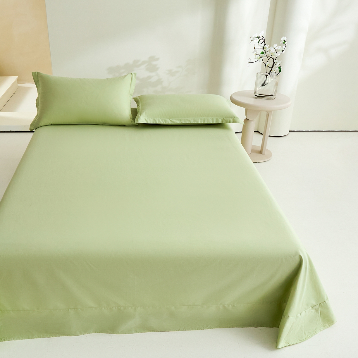 91家纺网 家纺一手货源 找家纺 元元家居（元元被业） 2026新款全棉纯棉13372套件及单品【纯色款】-单床单床单单件 麦田绿