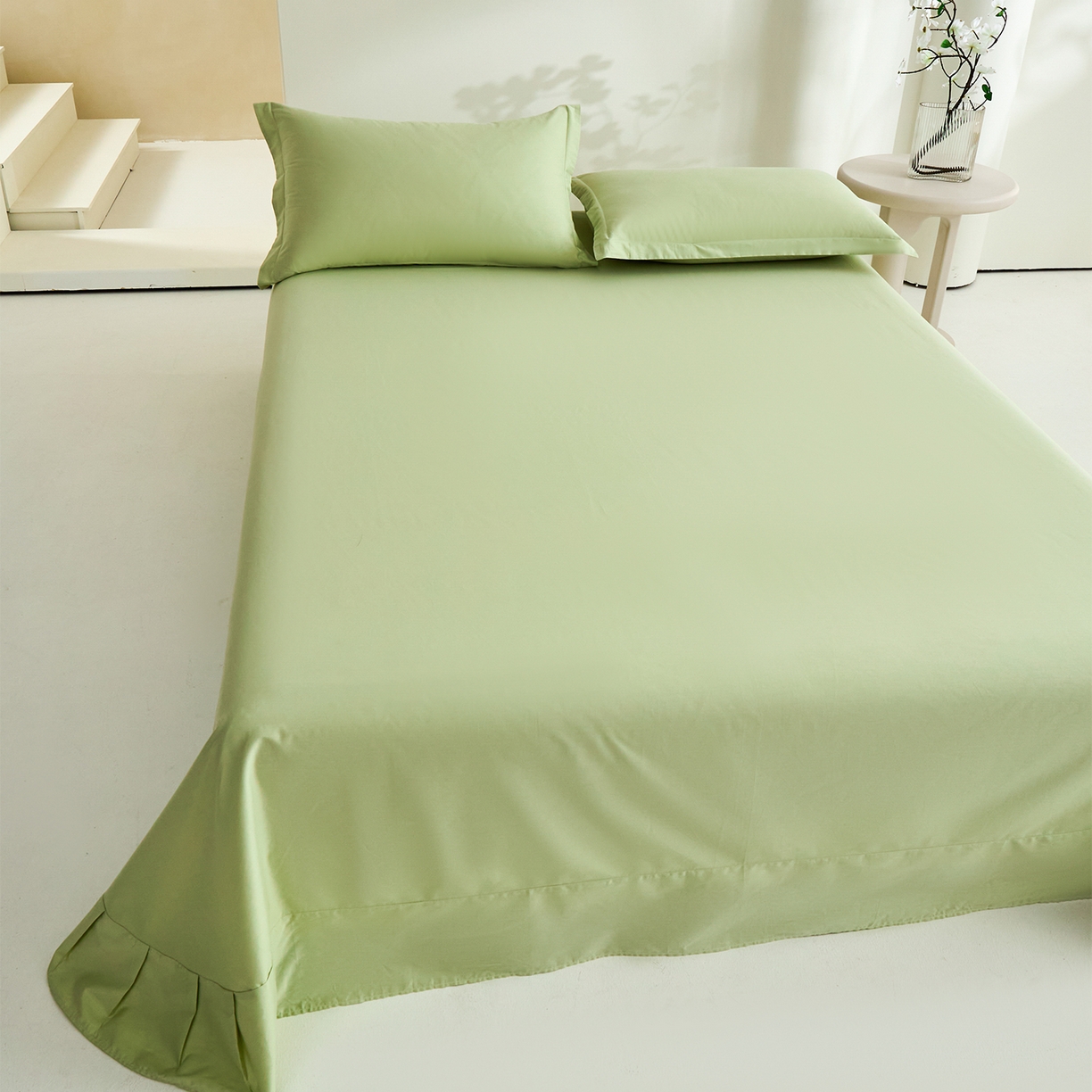 91家纺网 家纺一手货源 找家纺 元元家居（元元被业） 2026新款全棉纯棉13372套件及单品【纯色款】-单床单床单单件 麦田绿