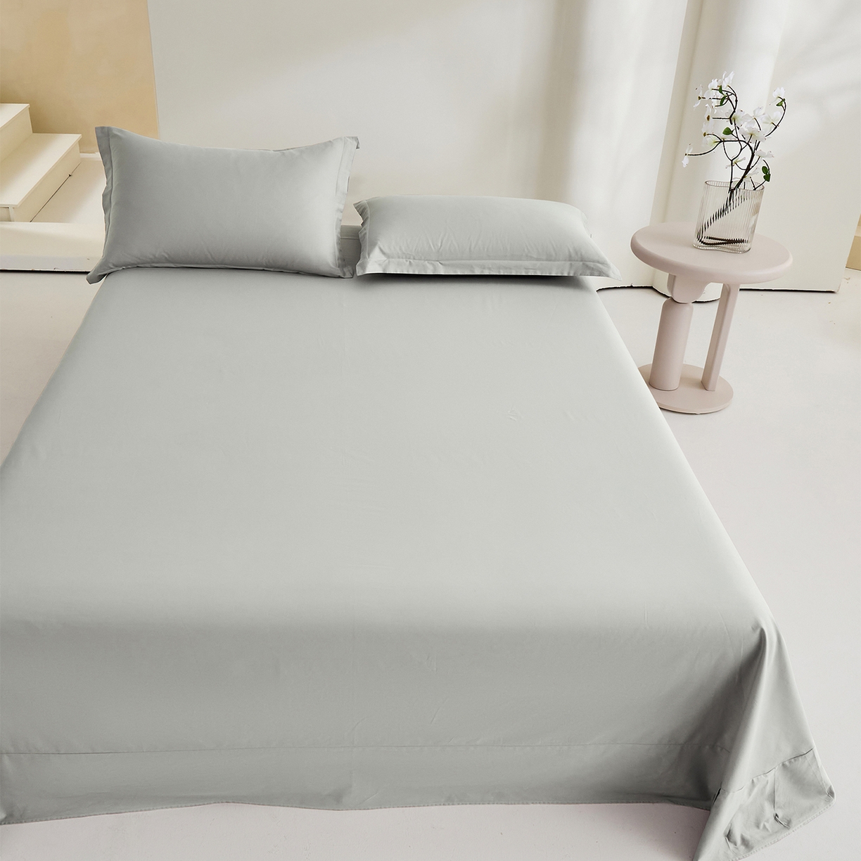 91家纺网 家纺一手货源 找家纺 元元家居（元元被业） 2026新款全棉纯棉13372套件及单品【纯色款】-单床单床单单件 雅灰