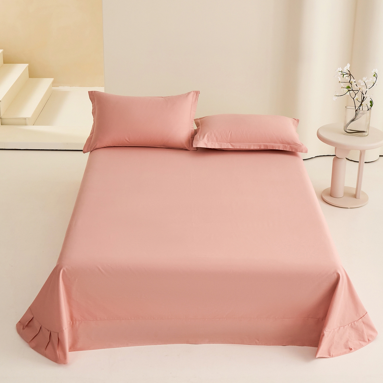 元元家居（元元被业） 2026新款全棉纯棉13372套件及单品【纯色款】-单床单床单单件 炫彩粉