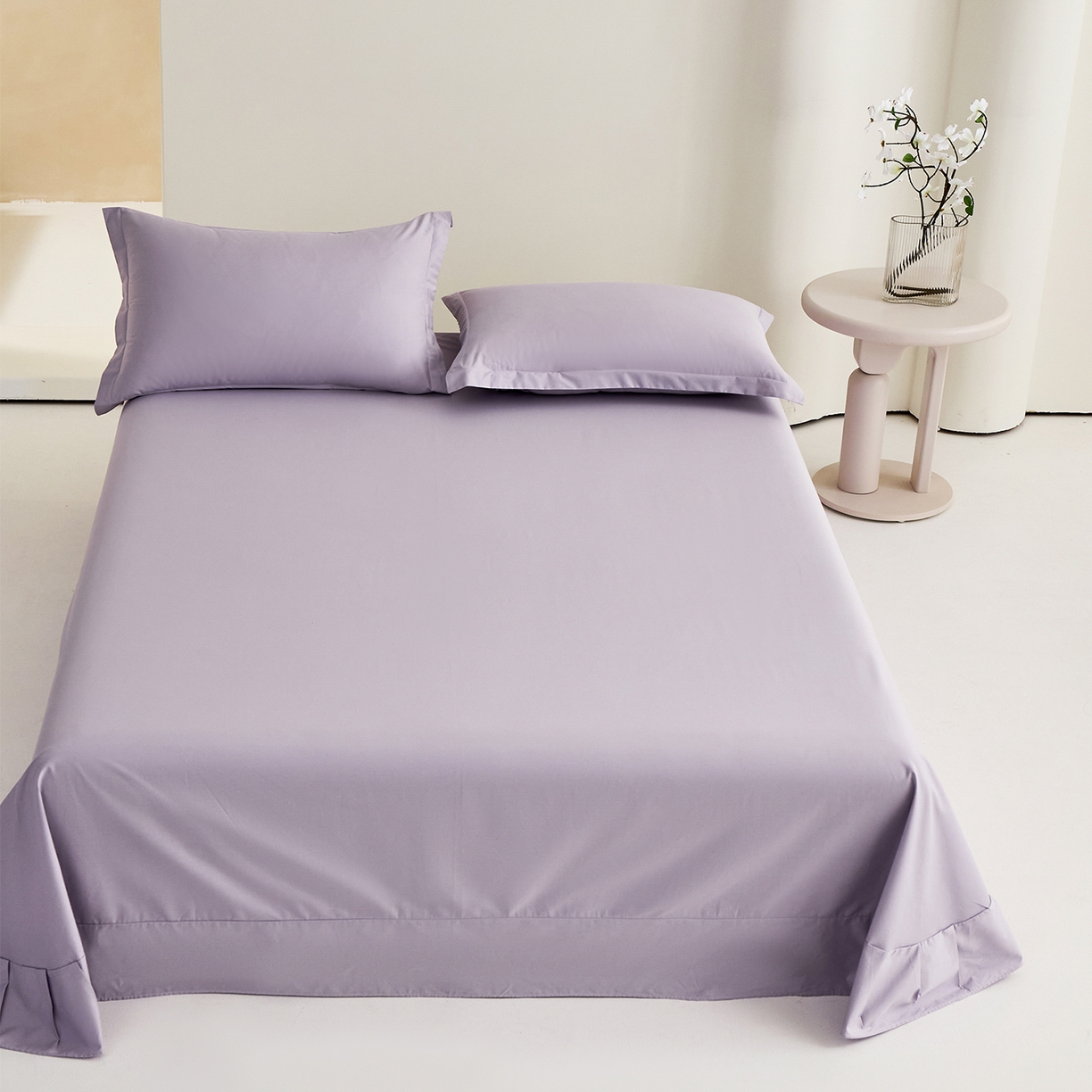 91家纺网 家纺一手货源 找家纺 元元家居（元元被业） 2026新款全棉纯棉13372套件及单品【纯色款】-单床单床单单件 罗兰紫