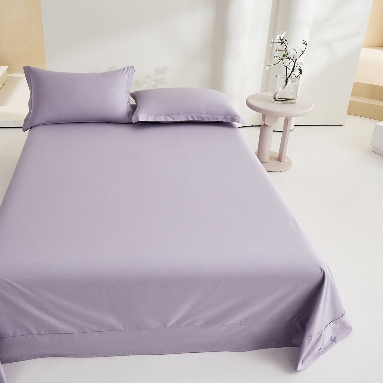91家纺网 家纺一手货源 找家纺 元元家居（元元被业） 2026新款全棉纯棉13372套件及单品【纯色款】-单床单床单单件 罗兰紫