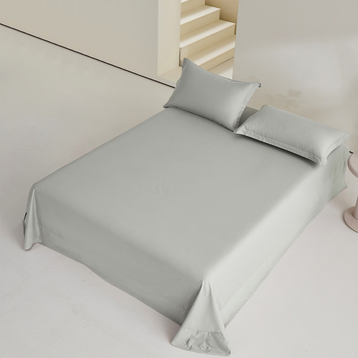 91家纺网 家纺一手货源 找家纺 元元家居（元元被业） 2026新款全棉纯棉13372套件及单品【纯色款】-单床单床单单件 雅灰