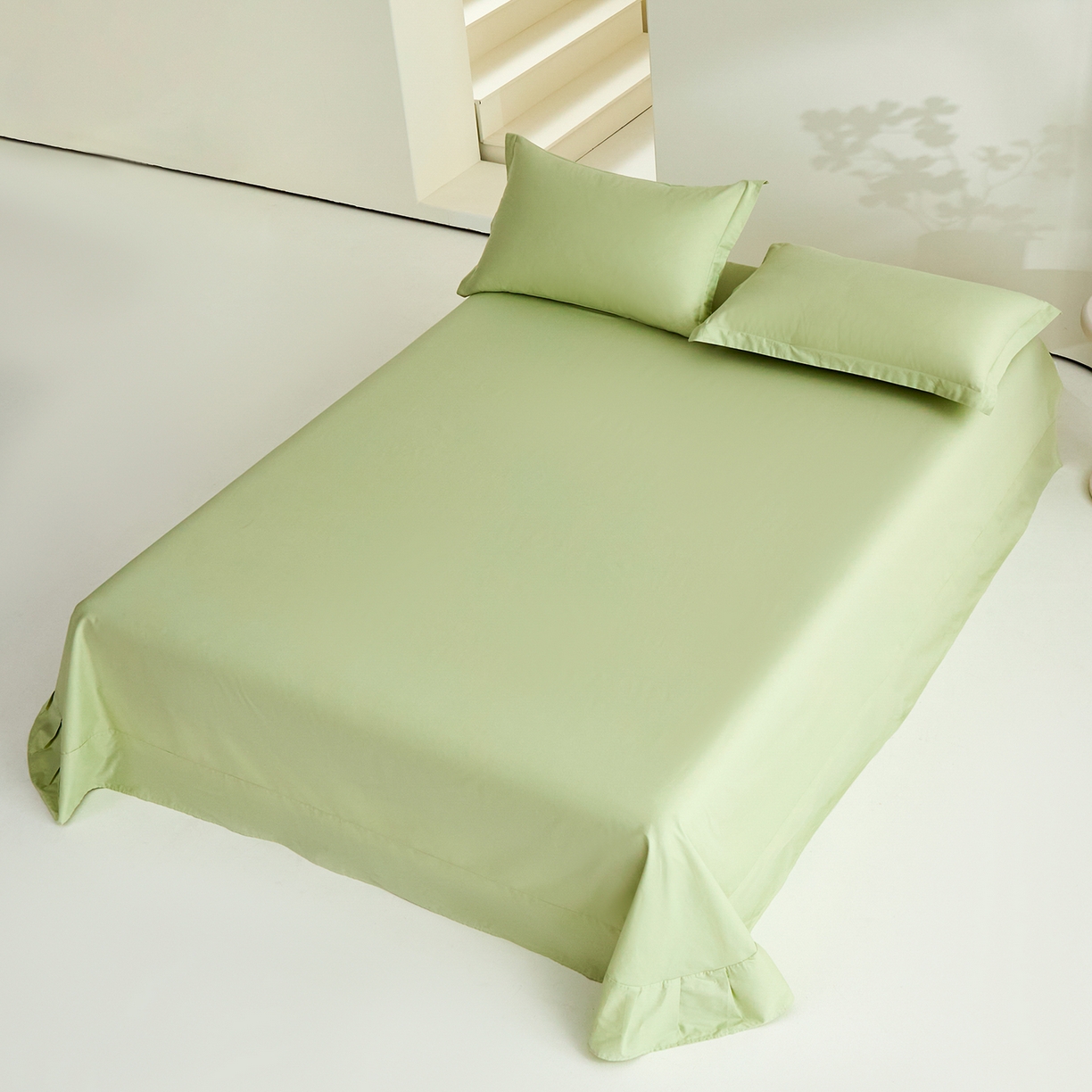 91家纺网 家纺一手货源 找家纺 元元家居（元元被业） 2026新款全棉纯棉13372套件及单品【纯色款】-单床单床单单件 麦田绿