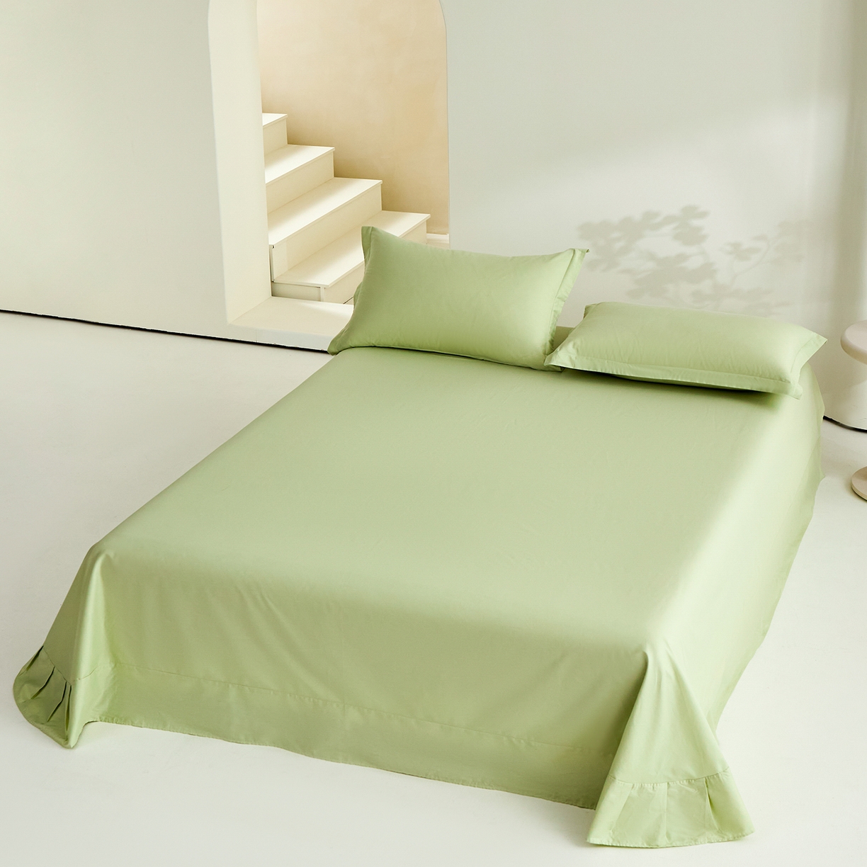 91家纺网 家纺一手货源 找家纺 元元家居（元元被业） 2026新款全棉纯棉13372套件及单品【纯色款】-单床单床单单件 麦田绿