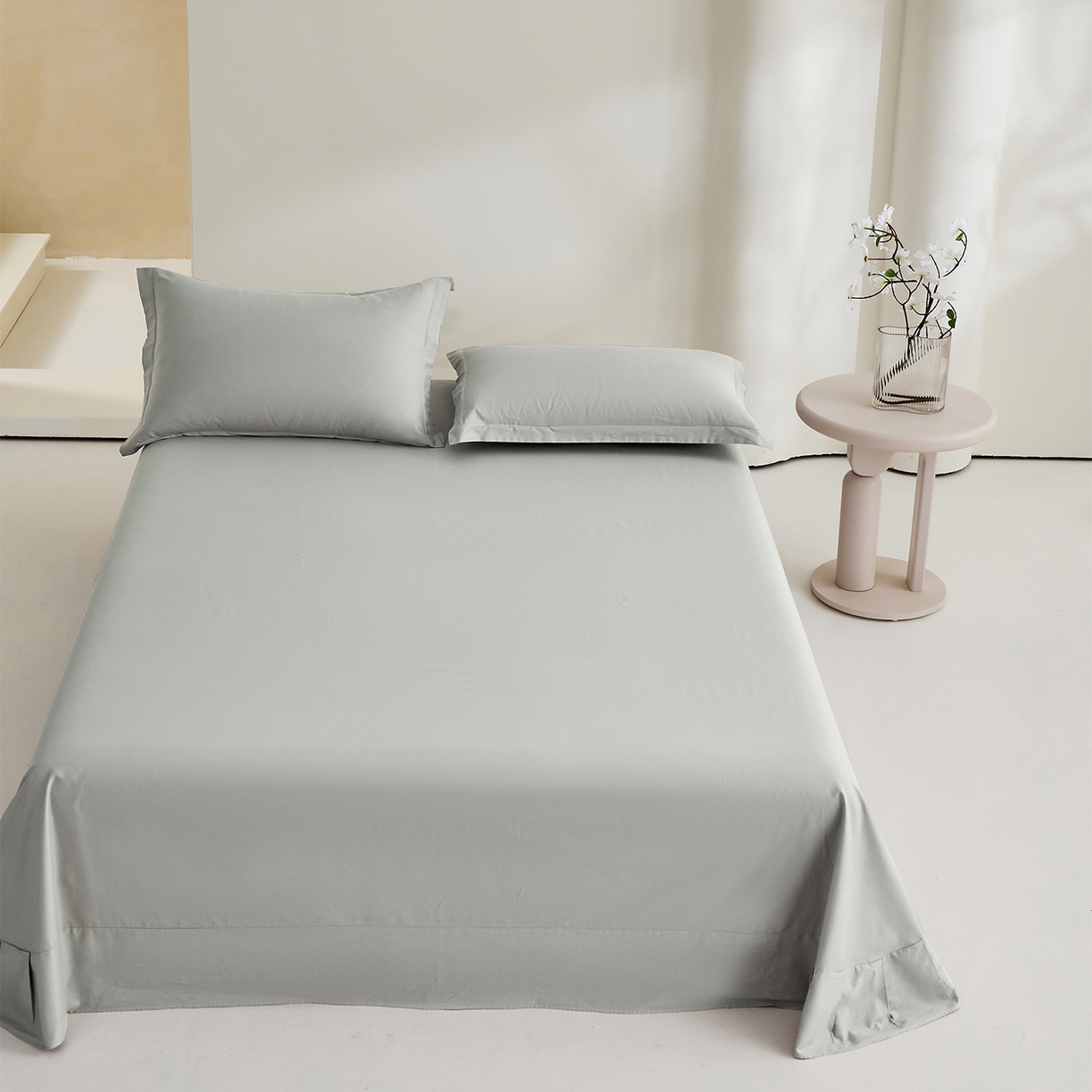 91家纺网 家纺一手货源 找家纺 元元家居（元元被业） 2026新款全棉纯棉13372套件及单品【纯色款】-单床单床单单件 雅灰