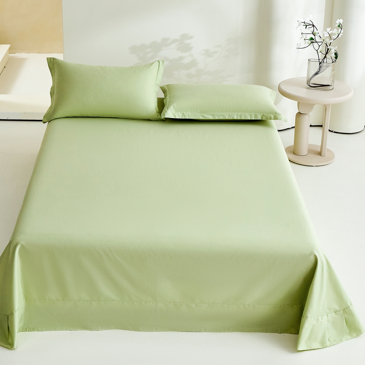 91家纺网 家纺一手货源 找家纺 元元家居（元元被业） 2026新款全棉纯棉13372套件及单品【纯色款】-单床单床单单件 麦田绿