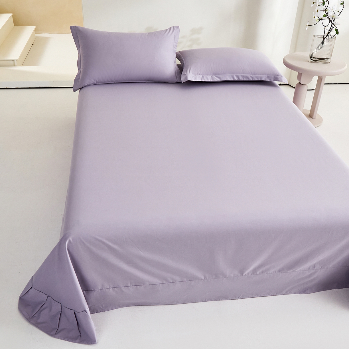 91家纺网 家纺一手货源 找家纺 元元家居（元元被业） 2026新款全棉纯棉13372套件及单品【纯色款】-单床单床单单件 罗兰紫