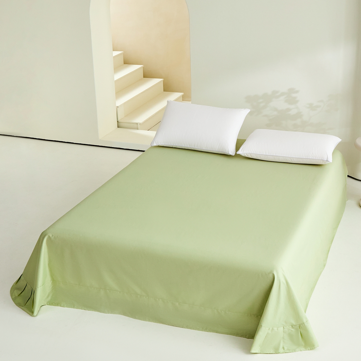 91家纺网 家纺一手货源 找家纺 元元家居（元元被业） 2026新款全棉纯棉13372套件及单品【纯色款】-单床单床单单件 麦田绿