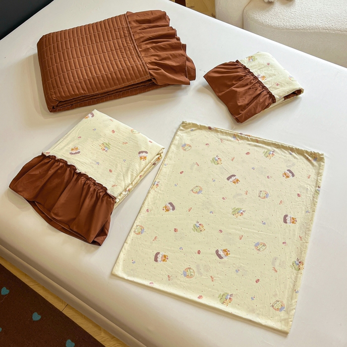 91家纺网 家纺一手货源 找家纺 尚美 2026新款法式复古大花边仿棉床盖四件套 卡通动漫