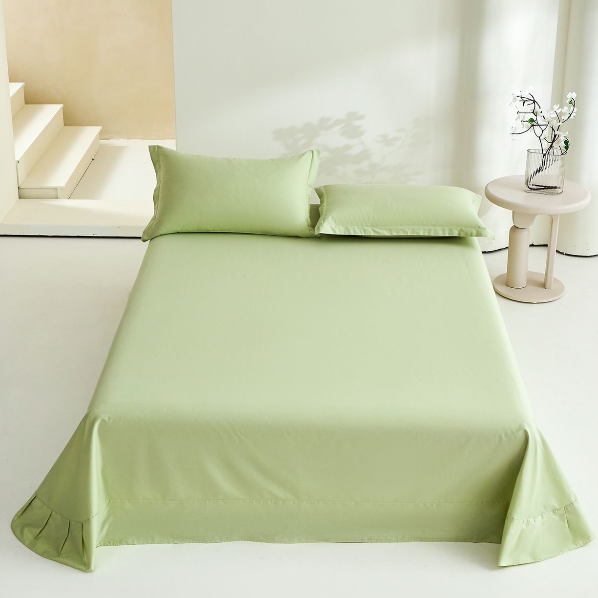 元元家居（元元被业） 2026新款全棉纯棉13372套件及单品【纯色款】-单床单床单单件 麦田绿