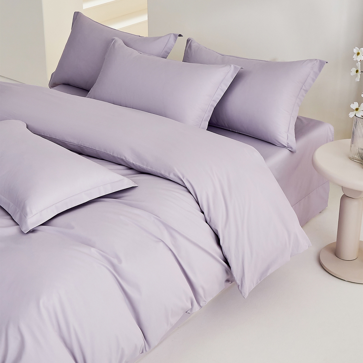 91家纺网 家纺一手货源 找家纺 元元家居（元元被业） 2026新款全棉纯棉13372套件及单品【纯色款】-单被套被套单件 罗兰紫