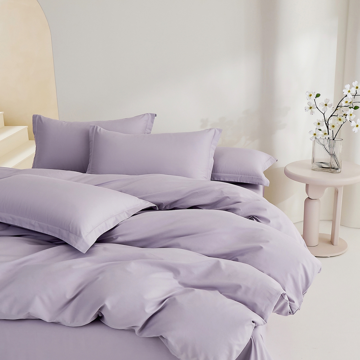 91家纺网 家纺一手货源 找家纺 元元家居（元元被业） 2026新款全棉纯棉13372套件及单品【纯色款】-单被套被套单件 罗兰紫