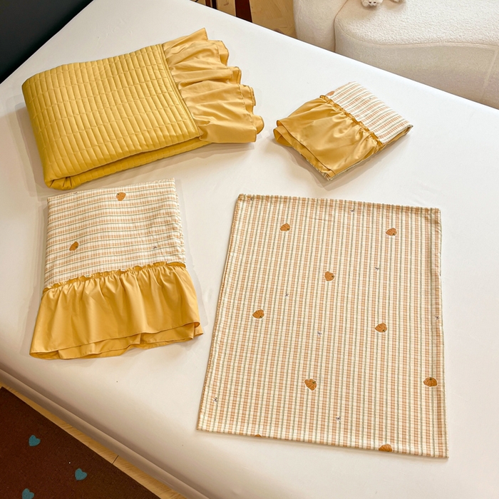 91家纺网 家纺一手货源 找家纺 尚美 2026新款法式复古大花边仿棉床盖四件套 南瓜