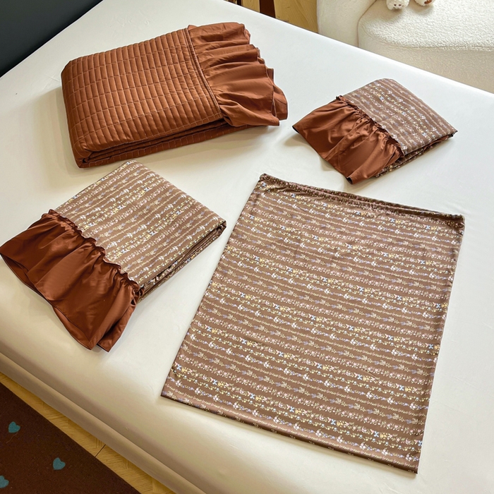 91家纺网 家纺一手货源 找家纺 尚美 2026新款法式复古大花边仿棉床盖四件套 田园牧歌