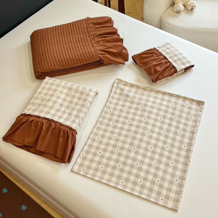 91家纺网 家纺一手货源 找家纺 尚美 2026新款法式复古大花边仿棉床盖四件套 甜心格