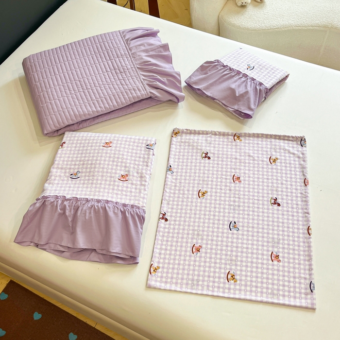 91家纺网 家纺一手货源 找家纺 尚美 2026新款法式复古大花边仿棉床盖四件套 小木马