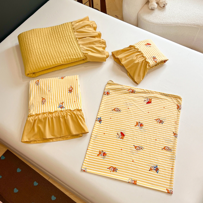 91家纺网 家纺一手货源 找家纺 尚美 2026新款法式复古大花边仿棉床盖四件套 星星伙伴