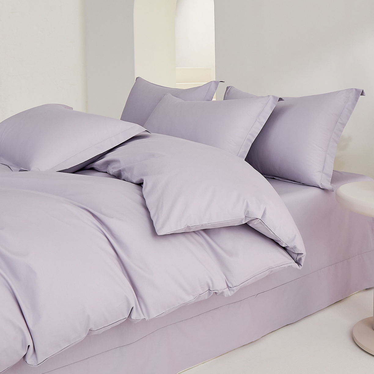 91家纺网 家纺一手货源 找家纺 元元家居（元元被业） 2026新款全棉纯棉13372纯色三件套系列 罗兰紫