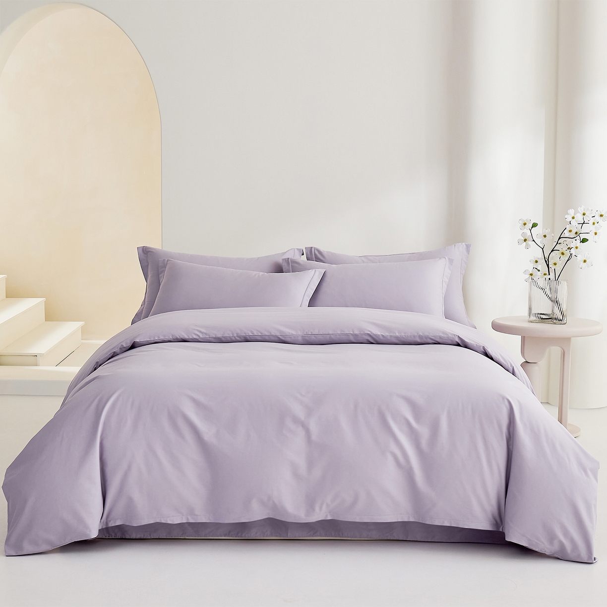 91家纺网 家纺一手货源 找家纺 元元家居（元元被业） 2026新款全棉纯棉13372纯色三件套系列 罗兰紫