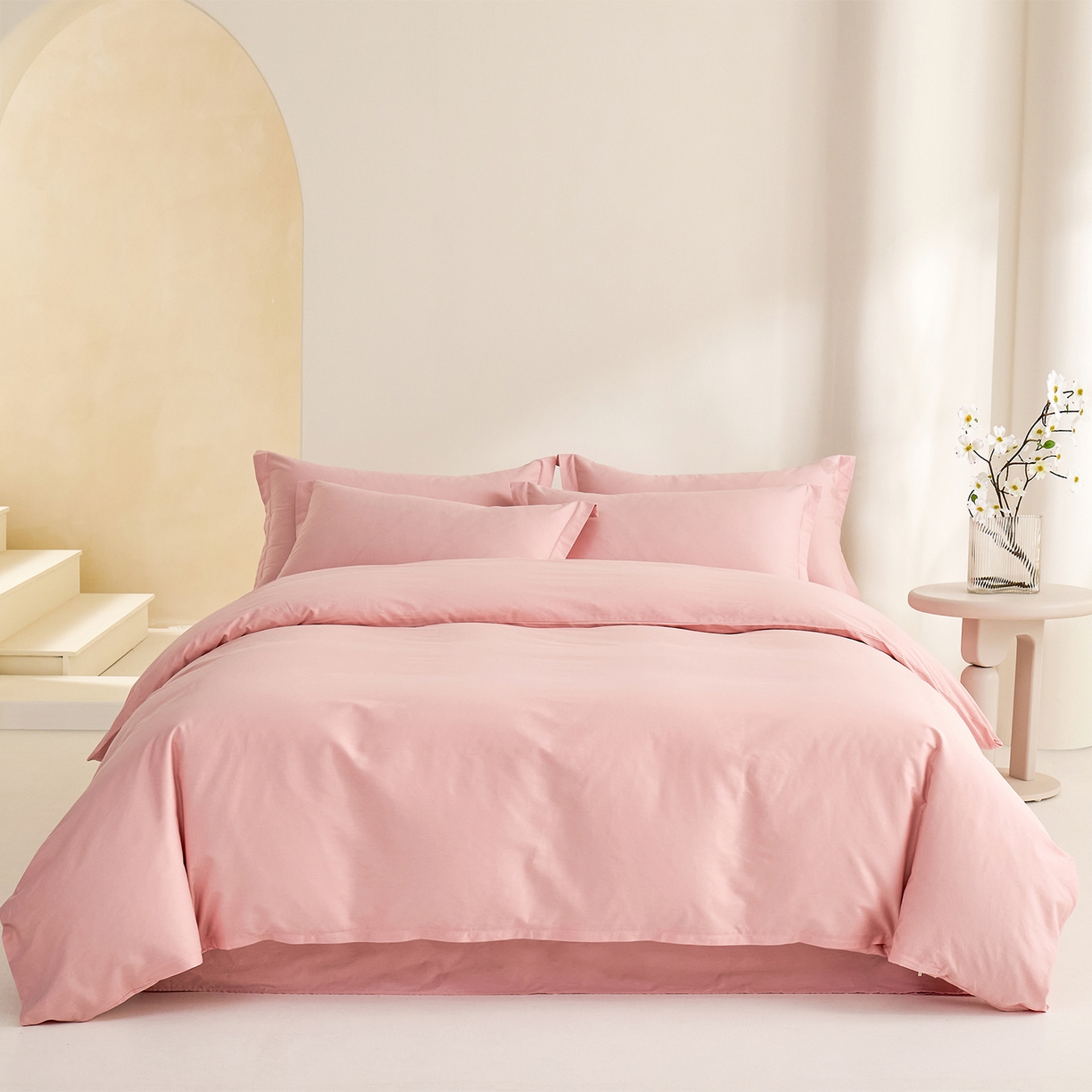 91家纺网 家纺一手货源 找家纺 元元家居（元元被业） 2026新款全棉纯棉13372纯色三件套系列 果粉