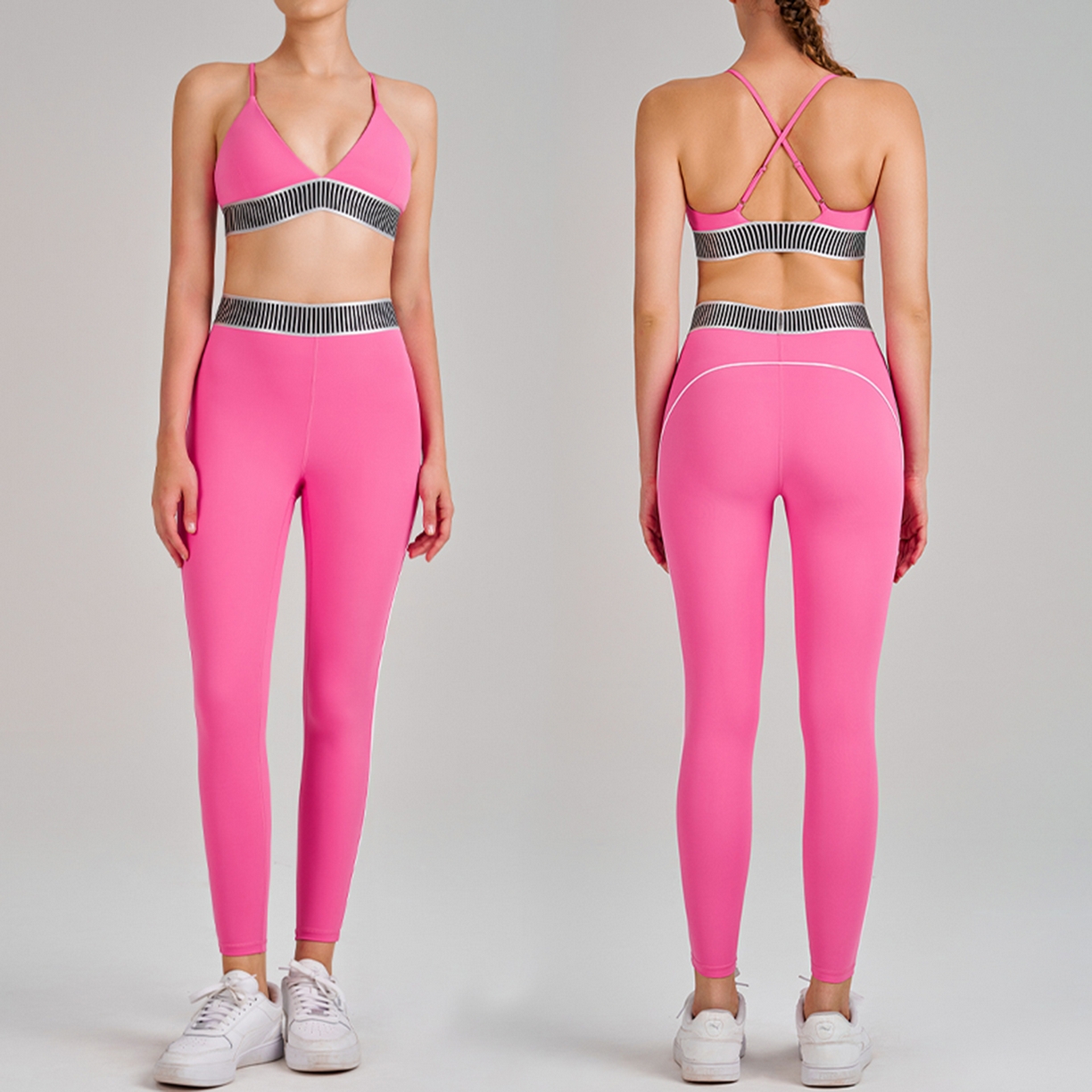 91家纺网 家纺一手货源 找家纺 （总）沐珩家纺 2026新款跨境高腰提臀收腹吊带美背跑步健身运动内衣文胸长裤瑜伽服套装女