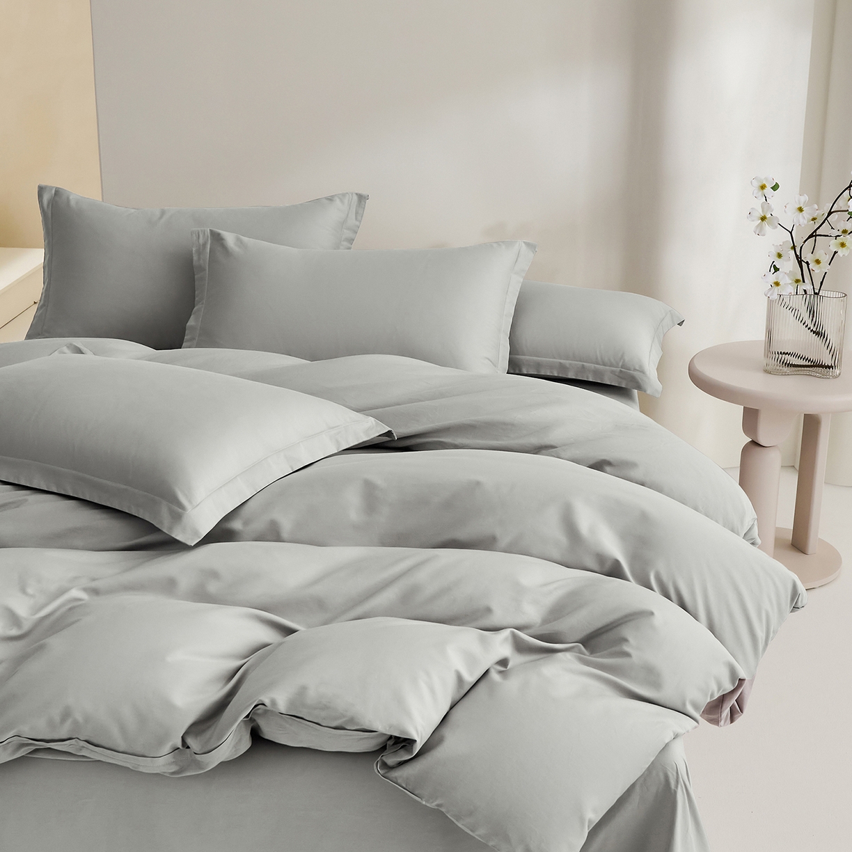 91家纺网 家纺一手货源 找家纺 （总）元元家居（元元被业） 2026新款全棉纯棉13372纯色被套夹棉款四件套系列