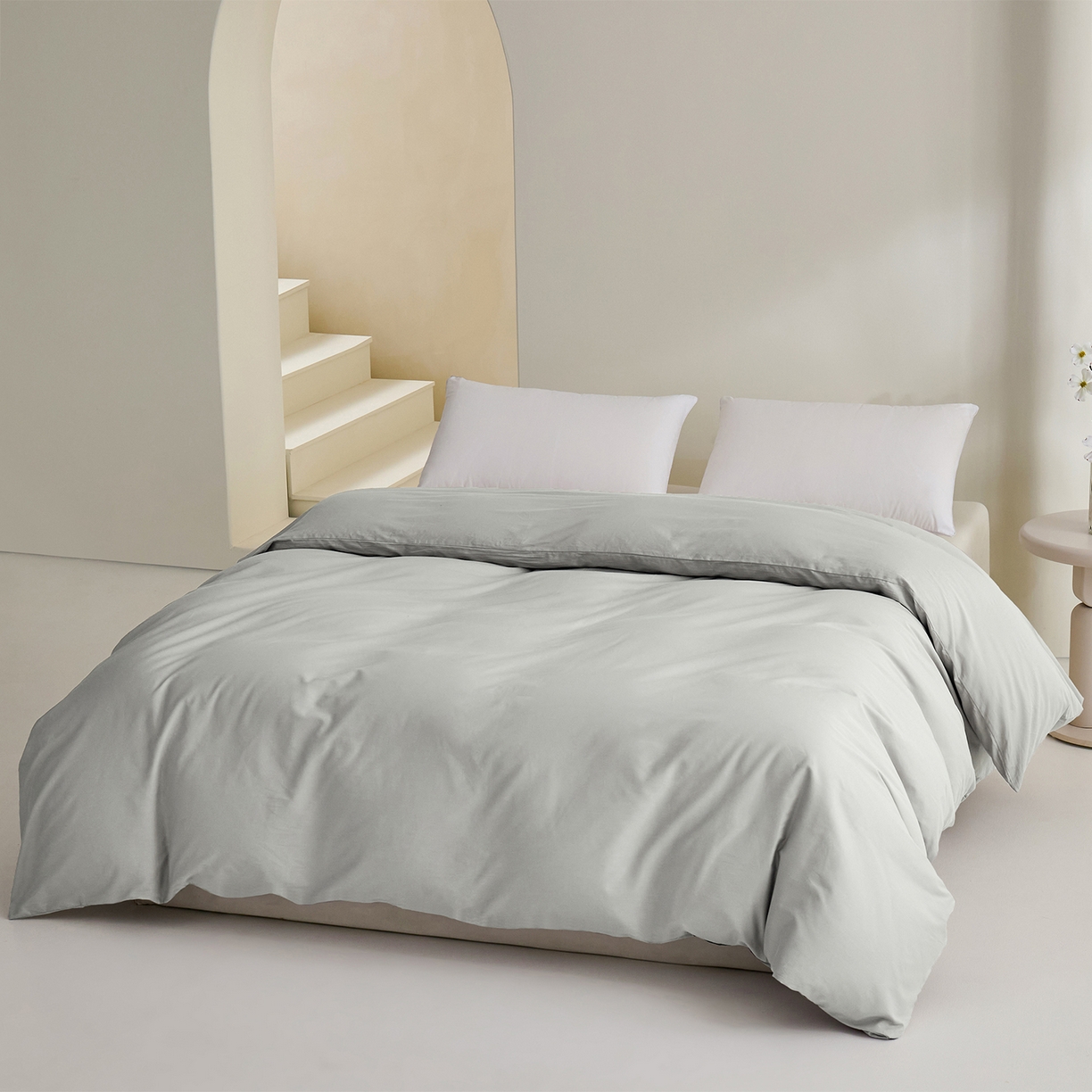 91家纺网 家纺一手货源 找家纺 元元家居（元元被业） 2026新款全棉纯棉13372纯色被套夹棉款四件套系列 雅灰