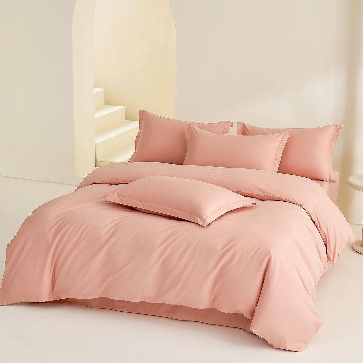 元元家居（元元被业） 2026新款全棉纯棉13372纯色被套夹棉款四件套系列 炫彩粉