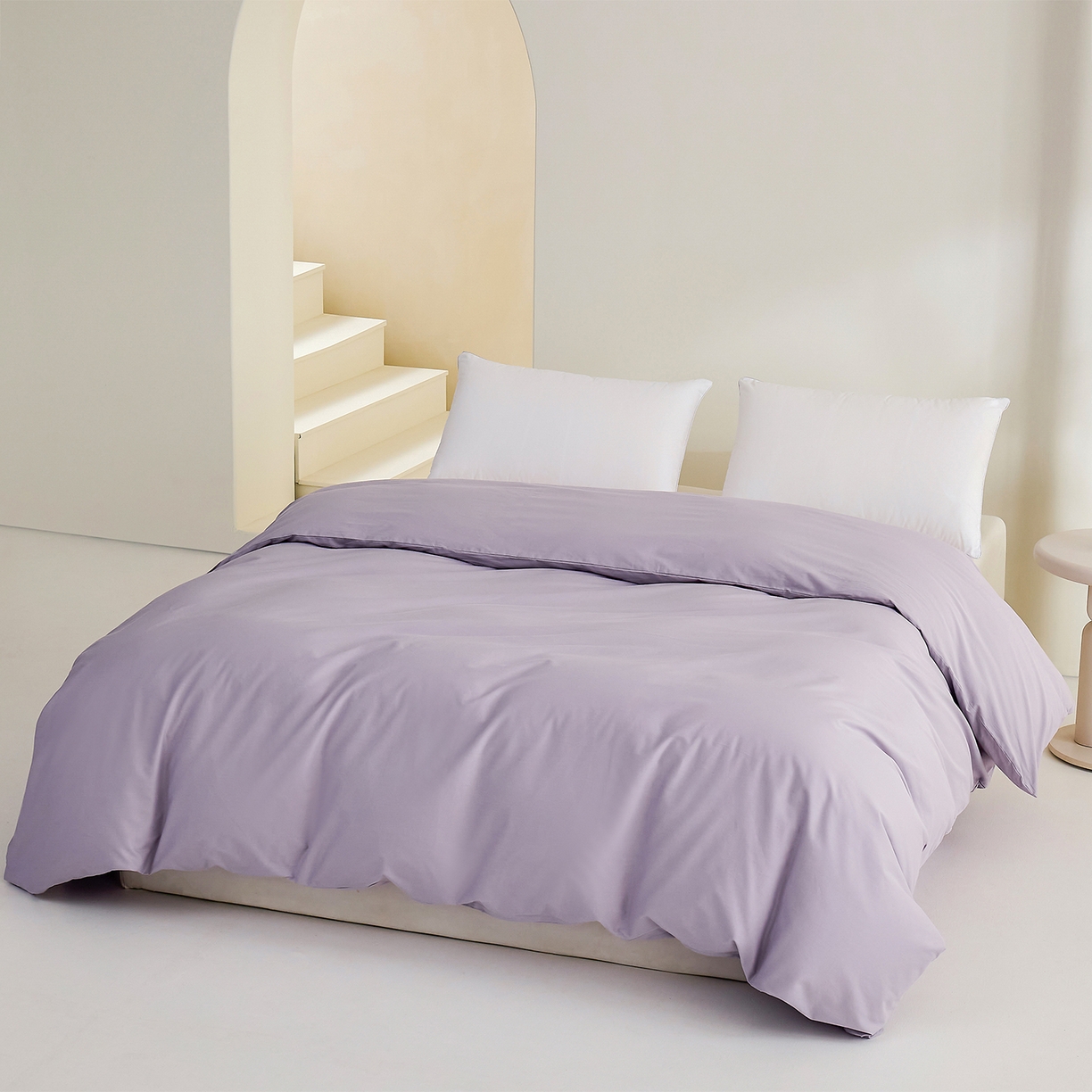91家纺网 家纺一手货源 找家纺 元元家居（元元被业） 2026新款全棉纯棉13372纯色被套夹棉款四件套系列 罗兰紫