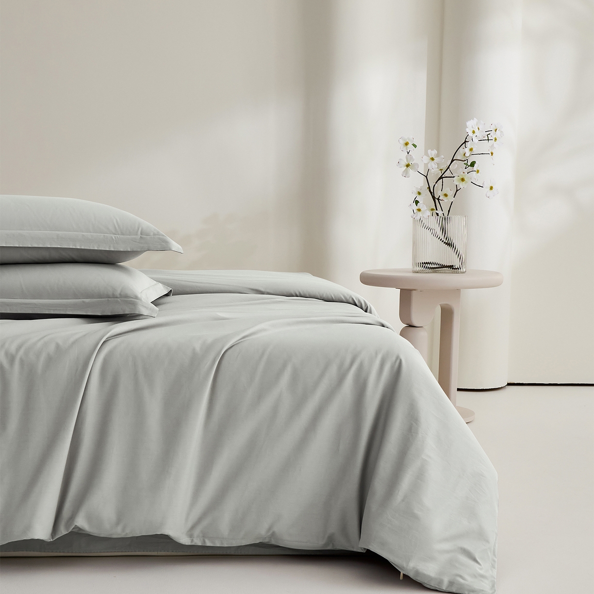 91家纺网 家纺一手货源 找家纺 元元家居（元元被业） 2026新款全棉纯棉13372纯色两用夏被夏凉被空调被 雅灰