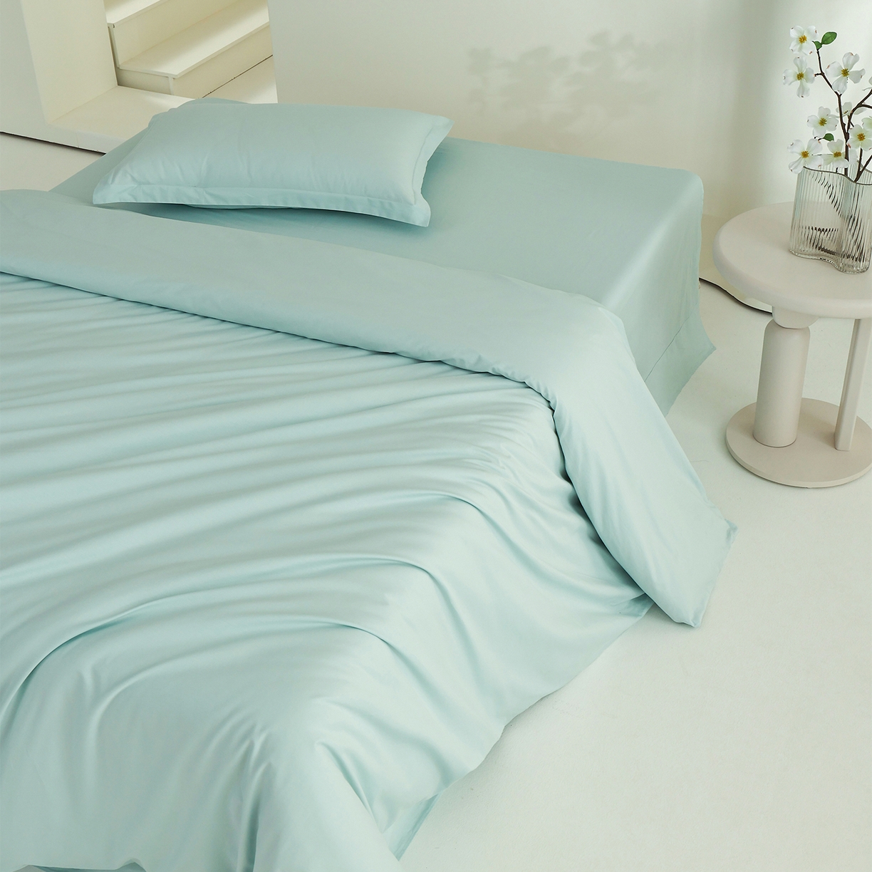 91家纺网 家纺一手货源 找家纺 元元家居（元元被业） 2026新款全棉纯棉13372纯色两用夏被夏凉被空调被 天梦蓝