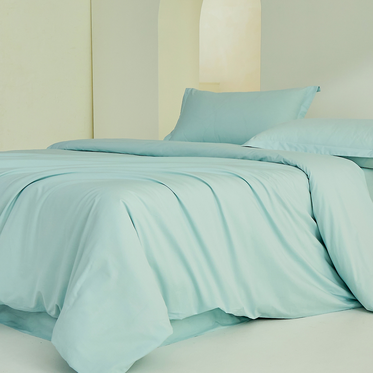 91家纺网 家纺一手货源 找家纺 元元家居（元元被业） 2026新款全棉纯棉13372纯色两用夏被夏凉被空调被 天梦蓝