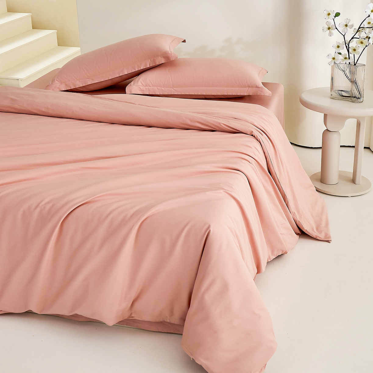 91家纺网 家纺一手货源 找家纺 元元家居（元元被业） 2026新款全棉纯棉13372纯色两用夏被夏凉被空调被 炫彩粉