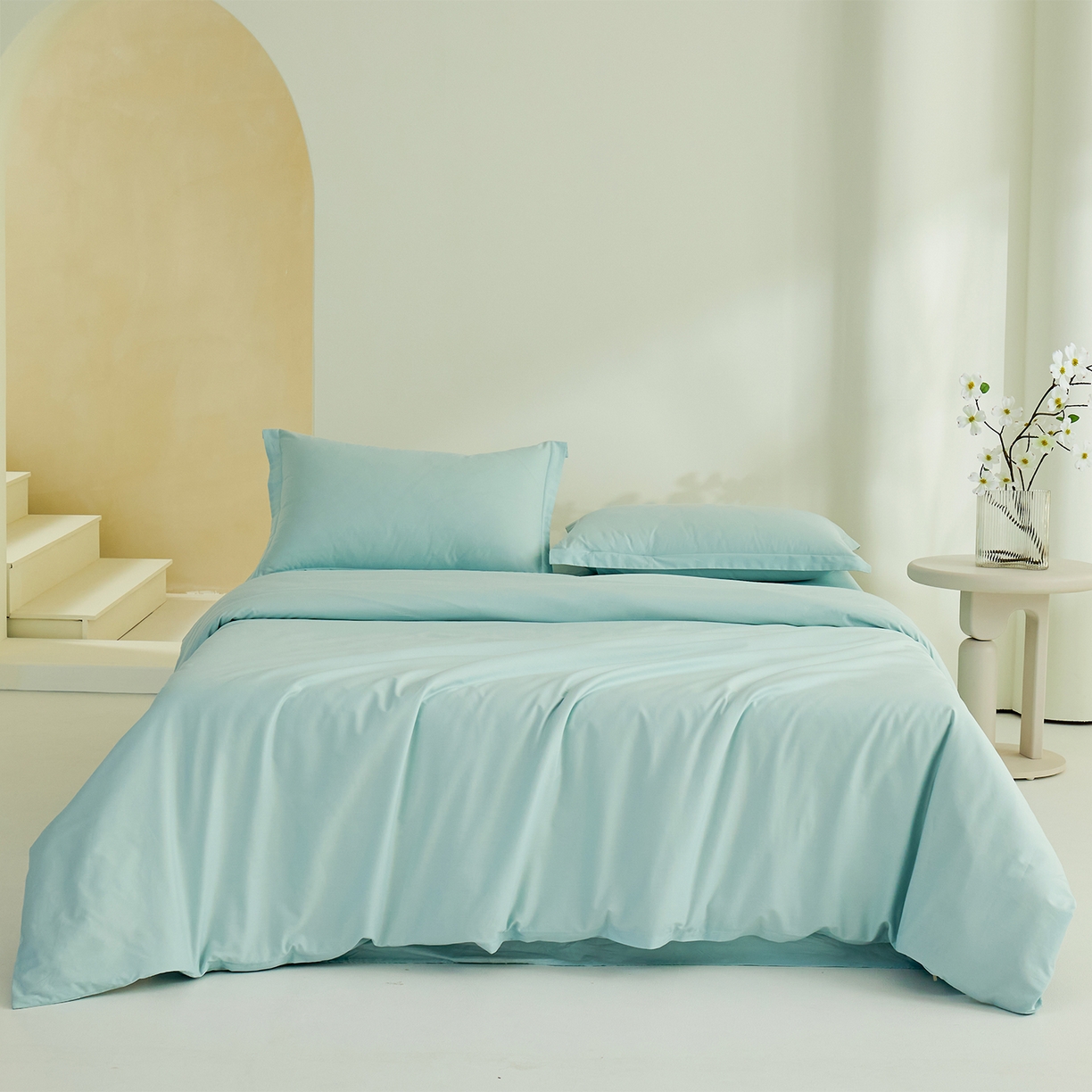 91家纺网 家纺一手货源 找家纺 元元家居（元元被业） 2026新款全棉纯棉13372纯色两用夏被夏凉被空调被 天梦蓝